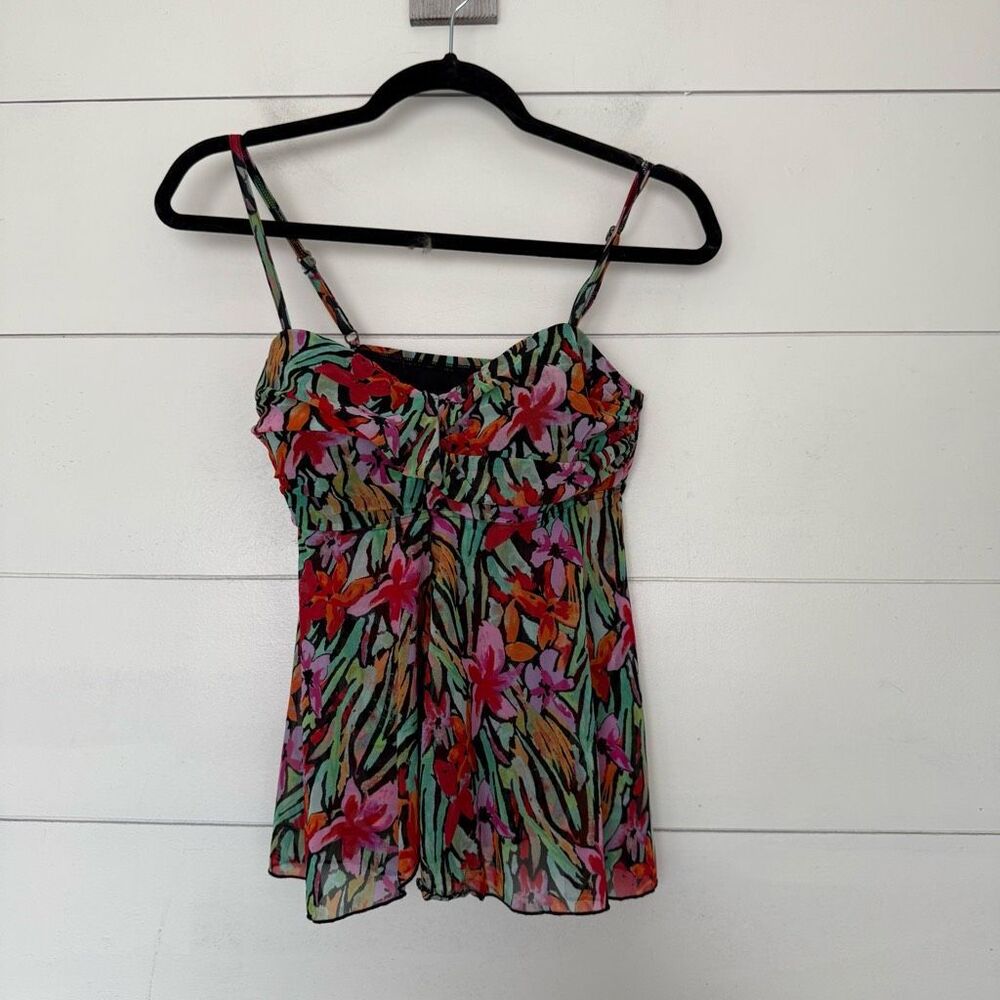 Fit4U Women’s 8 Patterned Tankini Swim Top Summer Beach Pool